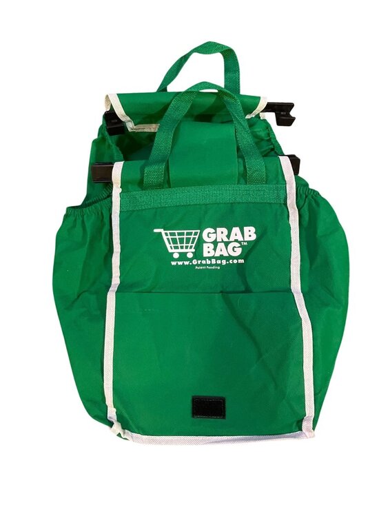 Grab Bag Handbags - Telebrands Grab Bag Reusable Cart Shopping Bag Green Clip On Used